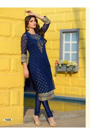 Bright Navy Designer Georgette Kurti 